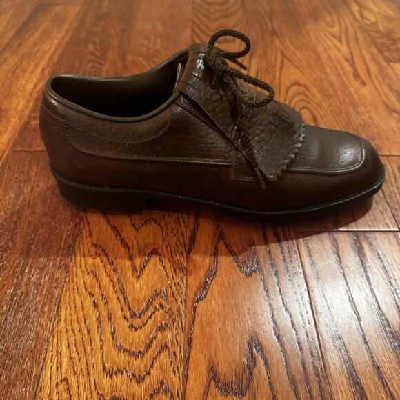 Vintage Arnold Palmer Men's 8 M Eaton Golf Shoe Brown with Kiltie w/ Spikes USA - Picture 5 of 16